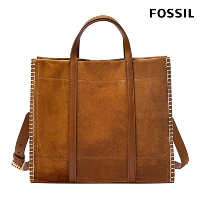 FOSSIL Carmen 麂皮兩用手提包-金棕色 ZB1843216