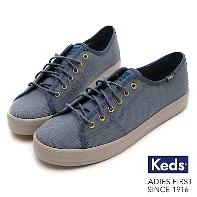 Keds KICKSTART 仿舊綁帶休閒鞋-藍色