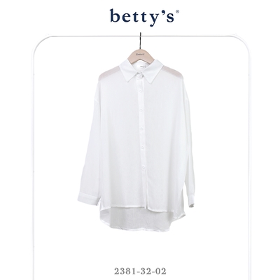 betty’s專櫃款 皺皺透膚寬版長袖襯衫(白色)