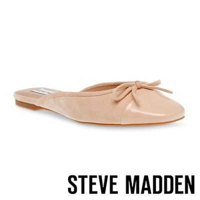 STEVE MADDEN-NELLA 拼接蝴蝶結平底穆勒拖鞋-杏粉色