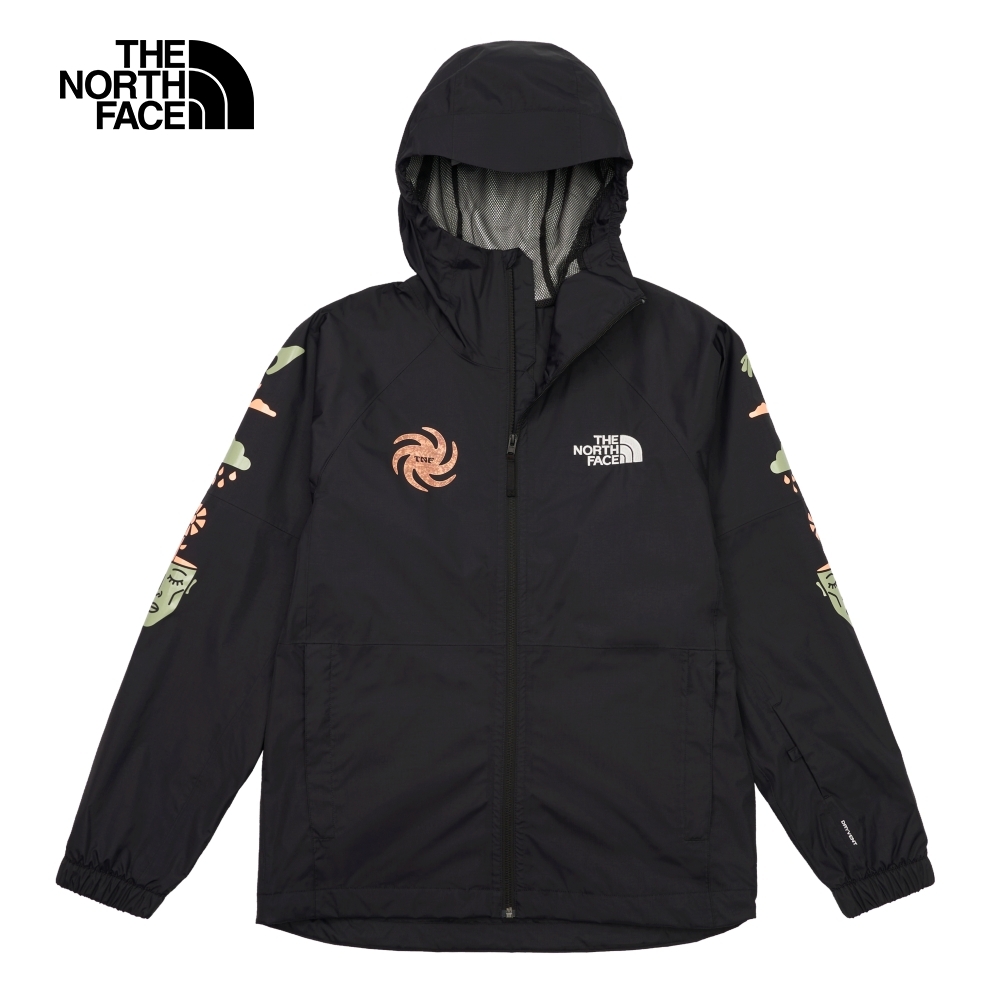 The North Face 官方旗艦】北面男款黑色防水透氣防潑水舒適保暖連帽