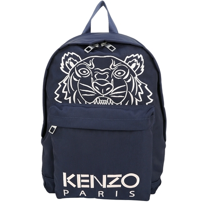 KENZO Tiger 老虎刺繡帆布後背包(深藍色)