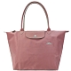 LONGCHAMP LePliage Collection刺繡長把折疊水餃包(大/古董粉) product thumbnail 1