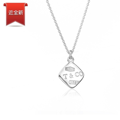 二手品 Tiffany&Co. 蒂芙尼 1837系列 方牌刻字925純銀項鍊