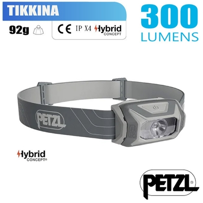 Petzl TIKKINA 超輕量標準頭燈(300流明.IPX4防水).LED頭燈.電子燈_灰
