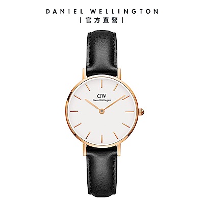 Daniel Wellington DW 手錶 Petite Sheffield 28mm爵士黑真皮皮革錶 DW00100230