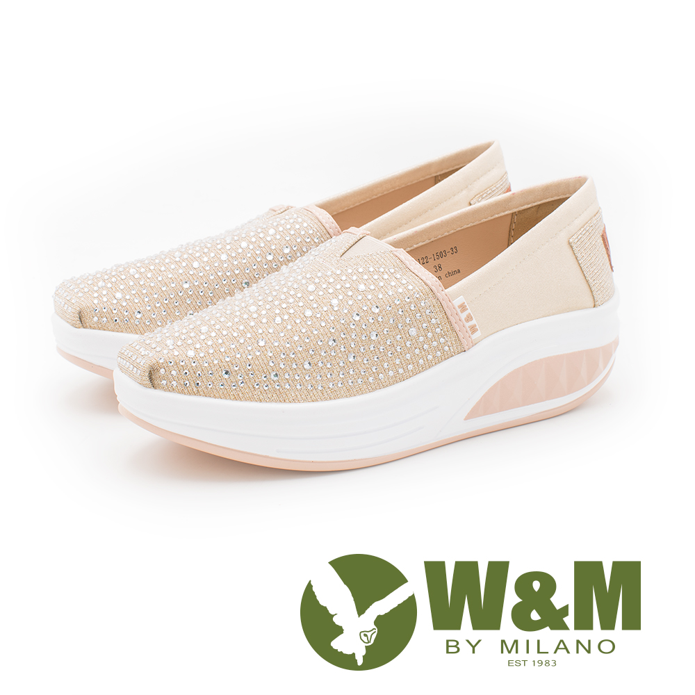 W&M BOUNCE系列 厚底增高鞋 女鞋-亮鑽金粉(另有亮鑽黑)