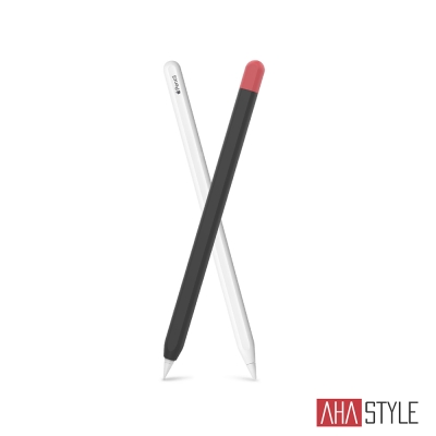 AHAStyle Apple Pencil 第二代專用 矽膠保護筆套 撞色款 黑+紅