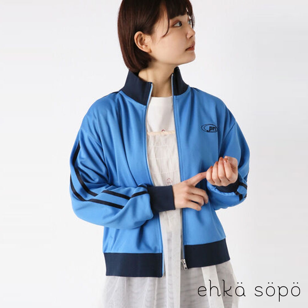 ehka sopo  復古配色標誌刺繡立領夾克外套