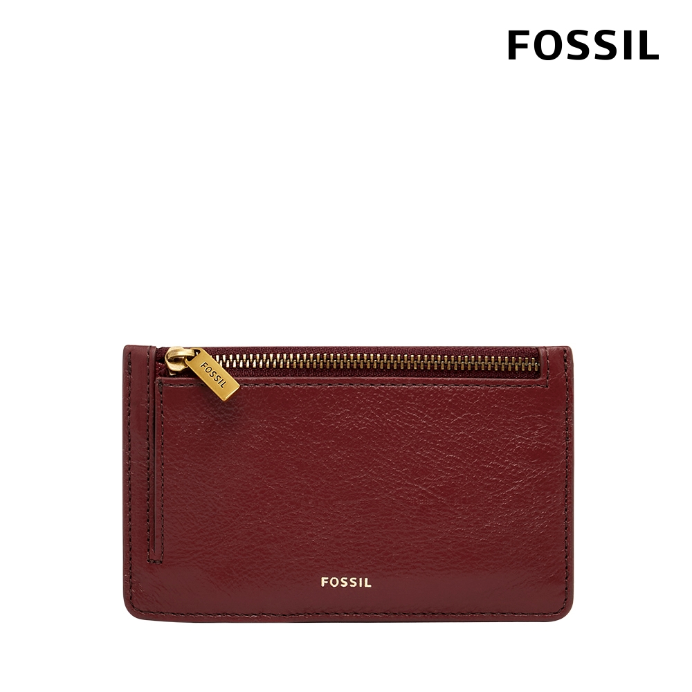 FOSSIL Logan 真皮卡片零錢包-紅絲絨色 SL7925627