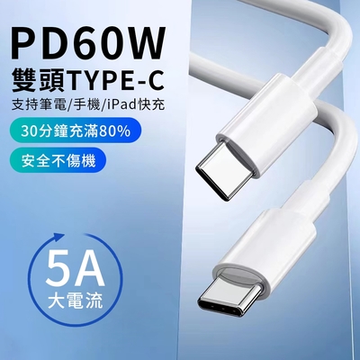 哥特斯 Type-C To Type-C PD 60W 5A快充線 充電傳輸數據線（支援安卓/iPhone15系列）