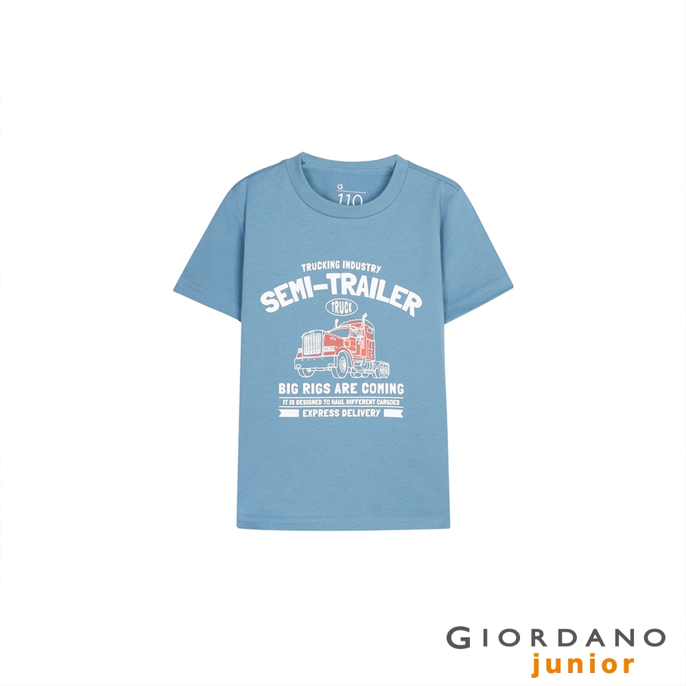 GIORDANO 童裝卡車印花短袖T恤 - 42 天堂藍
