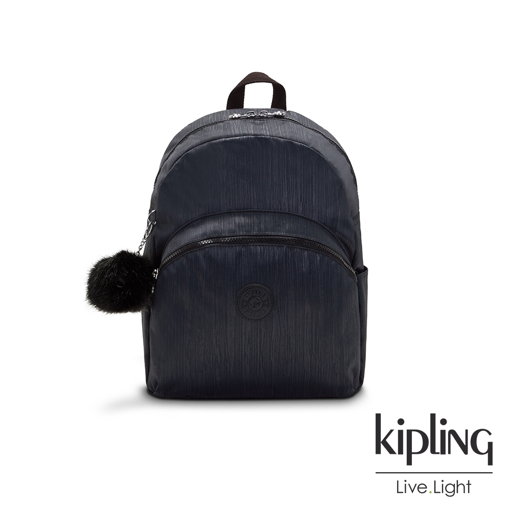 Kipling 光澤緞面黑絲絨前袋簡約後背包-CHANTRIA M product image 1