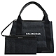 BALENCIAGA NAVY 燙印LOGO丹寧手提帆布包(深藍/黑) product thumbnail 1