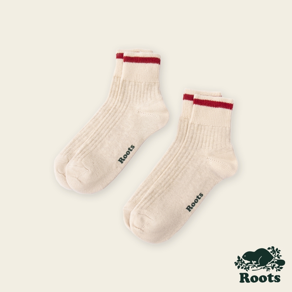 Roots 配件- COTTON CABIN踝襪(2入組)-燕麥色