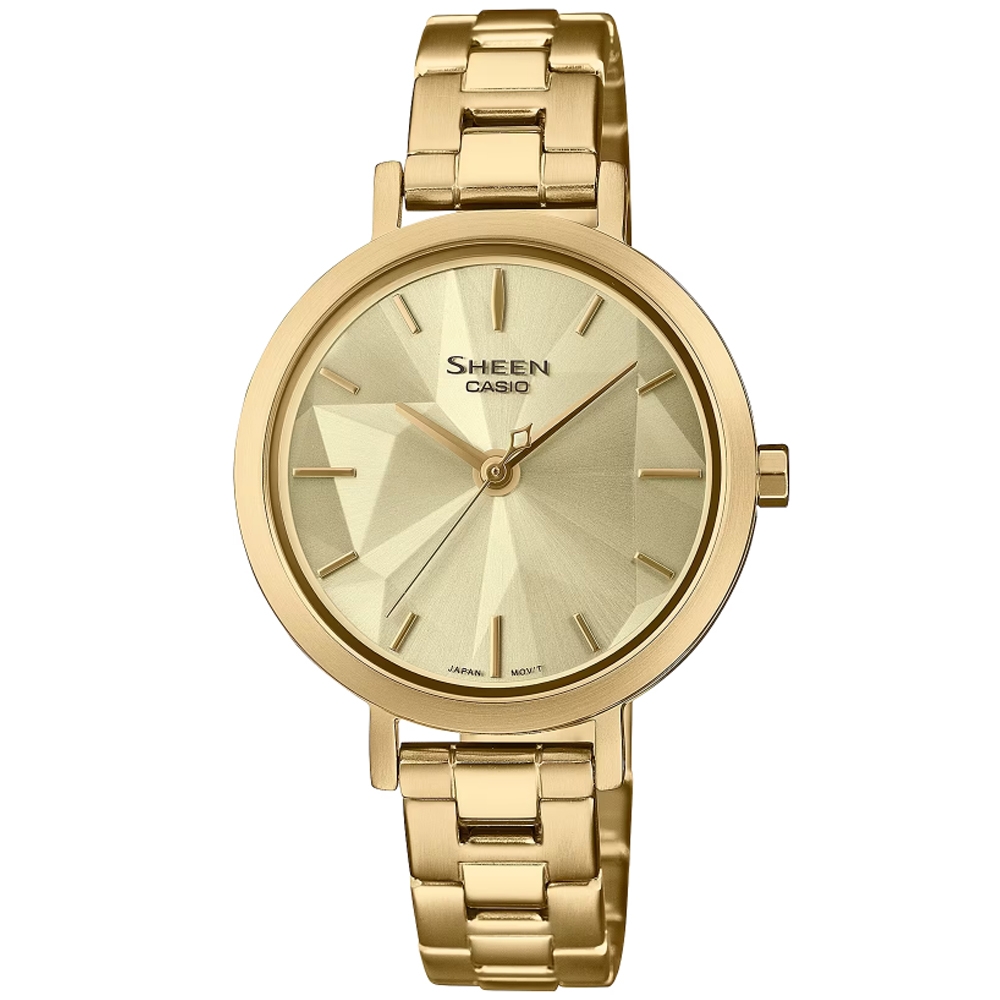 CASIO 卡西歐 SHEEN 優雅幾何腕錶-金 母親節 禮物 32mm / SHE-4558G-9A