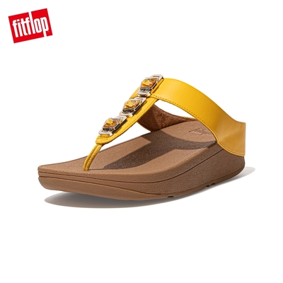 【FitFlop】FINO CRYSTAL LOCK TOE-POST SANDALS 寶石裝飾夾腳涼鞋-女(夕陽黃)