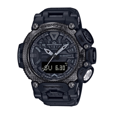 CASIO卡西歐 G-SHOCK 藍牙 飛行錶 碳纖維防護 黑x灰 GR-B200-1B_54.1mm