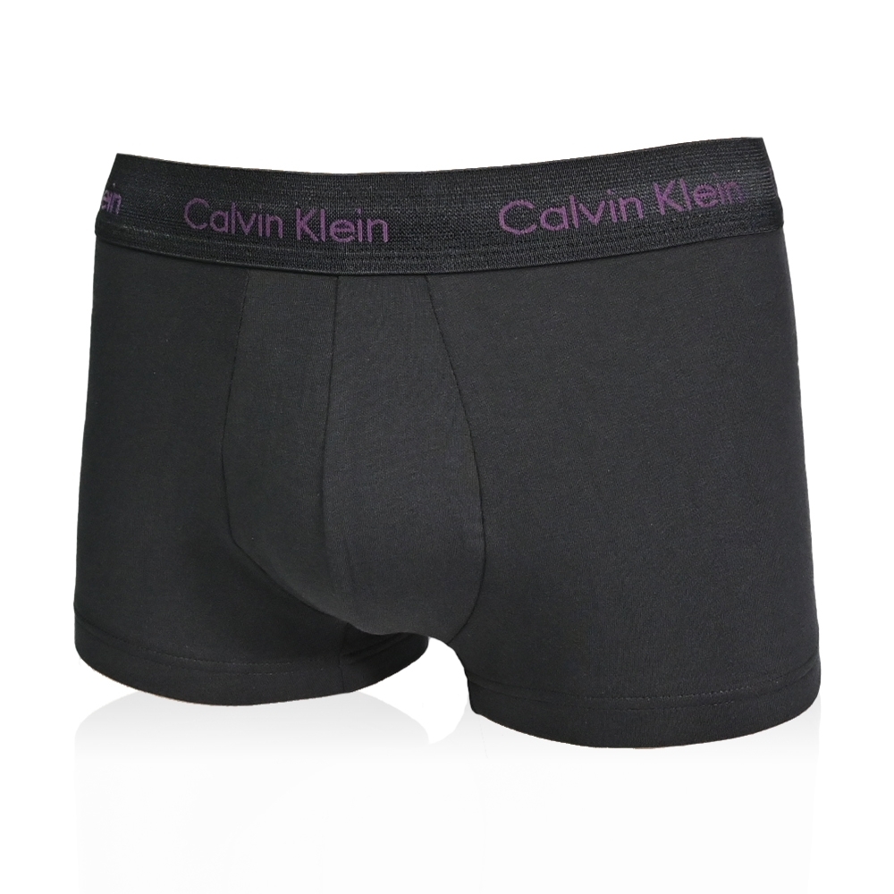 Calvin Klein Cotton Strech 男內褲 高彈力棉質合身平口內褲/CK四角褲-紫字黑色