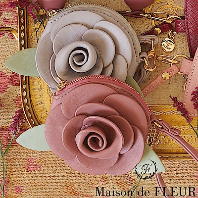 Maison de FLEUR 精緻玫瑰花造型零錢包