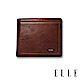 ELLE HOMME 金屬Logo系列-6卡三折窗格真皮皮夾/短夾/零錢袋- 紳士棕 product thumbnail 1