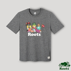 Roots男裝-台灣日系列 海狸與台灣好朋友短袖T恤-灰色