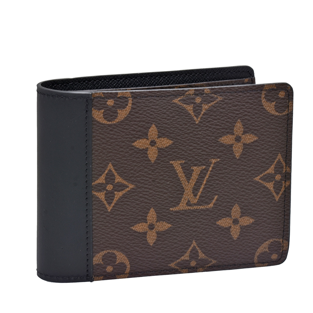 LV M69408經典MULTIPLE系列Monogram帆布/皮革內襯裡摺疊短夾