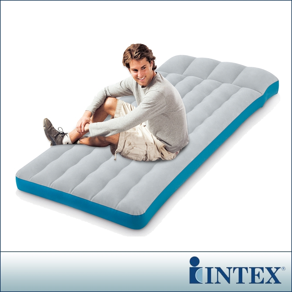 INTEX 單人野營充氣床墊/露營睡墊-寬72cm(灰藍色)(67998)