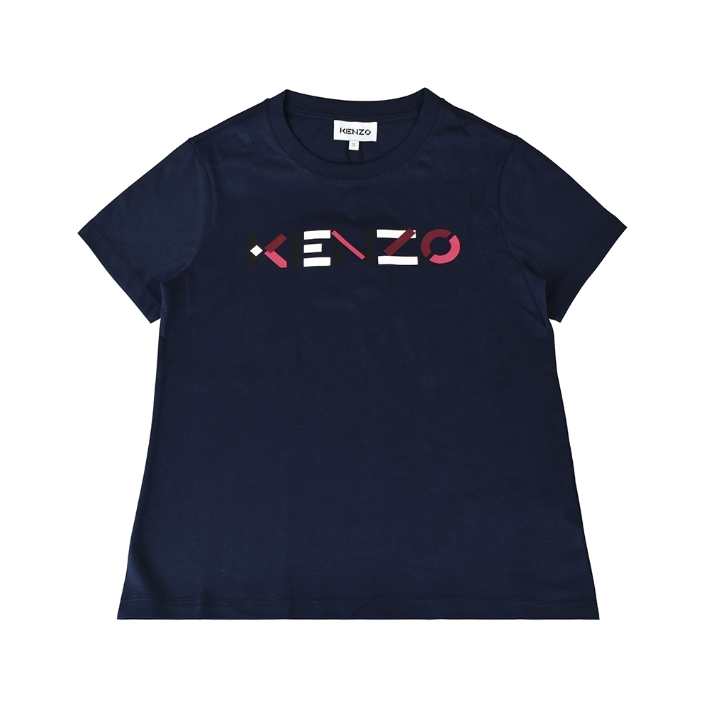 KENZO彩色印花LOGO純棉女士短T(S/M/L/深藍)