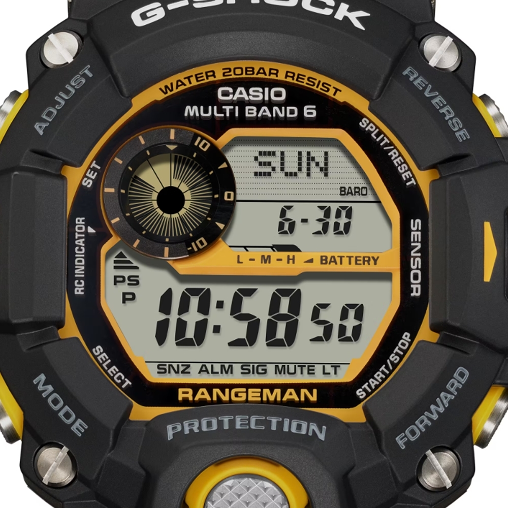 CASIO 卡西歐G-SHOCK 電波太陽能三重感應器亮眼黑黃GW-9400Y-1_53.5mm