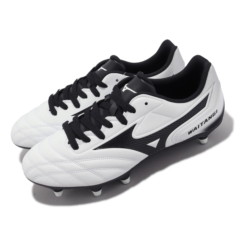 Mizuno 橄欖球鞋 Waitangi II CL 超寬楦 白 黑 男鞋 足球鞋 釘鞋 美津濃 R1GA2001-09