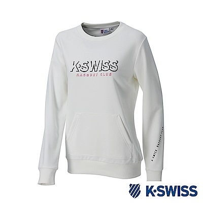 K-SWISS Round Sweat Shirts女圓領長袖上衣-女-白