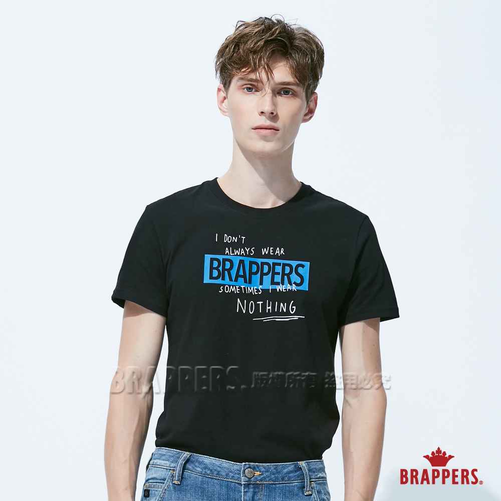 BRAPPERS 男款 塗鴉方框圓領短袖T恤-黑