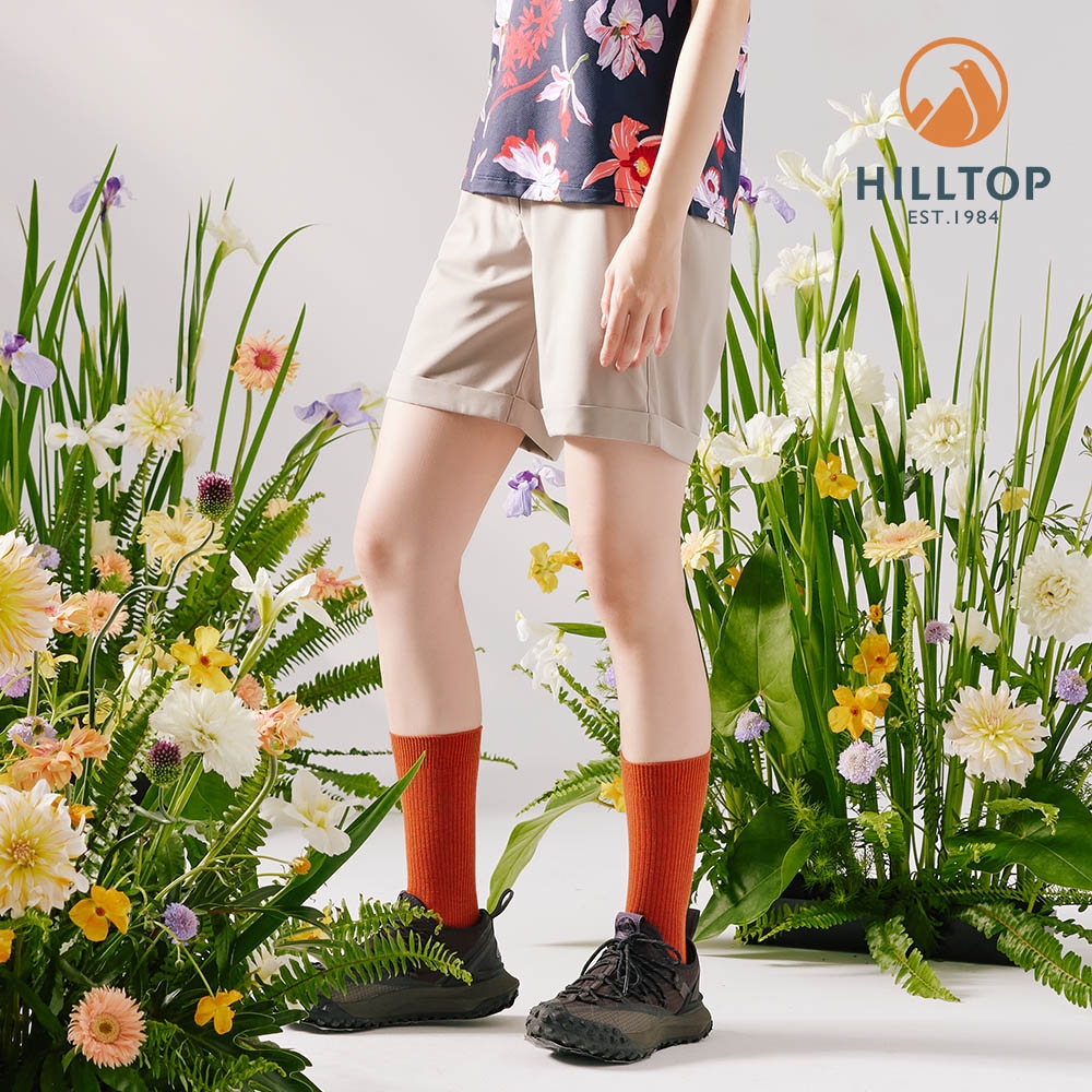 Hilltop 山頂鳥 Advanture Outdoor Shorts 女款戶外休閒吸濕快乾彈性短褲 PS09XF72 卡其