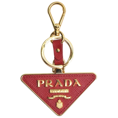 PRADA SAFFIANO TOYS系列三角立體LOGO鎖圈/掛飾(紅色/1TL380)