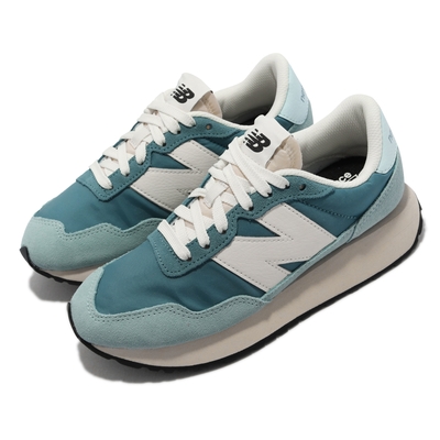 New Balance 休閒鞋 237 復古 經典 女鞋 紐巴倫 麂皮 異材質拼接 穿搭推薦 藍綠 白 WS237DI1-B