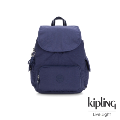 Kipling 星辰深藍紫拉鍊掀蓋後背包-CITY PACK S