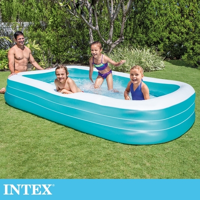 【INTEX】歡樂家庭藍色長形游泳池305x183x56cm(1050L)適用6歲+ (58484NP)