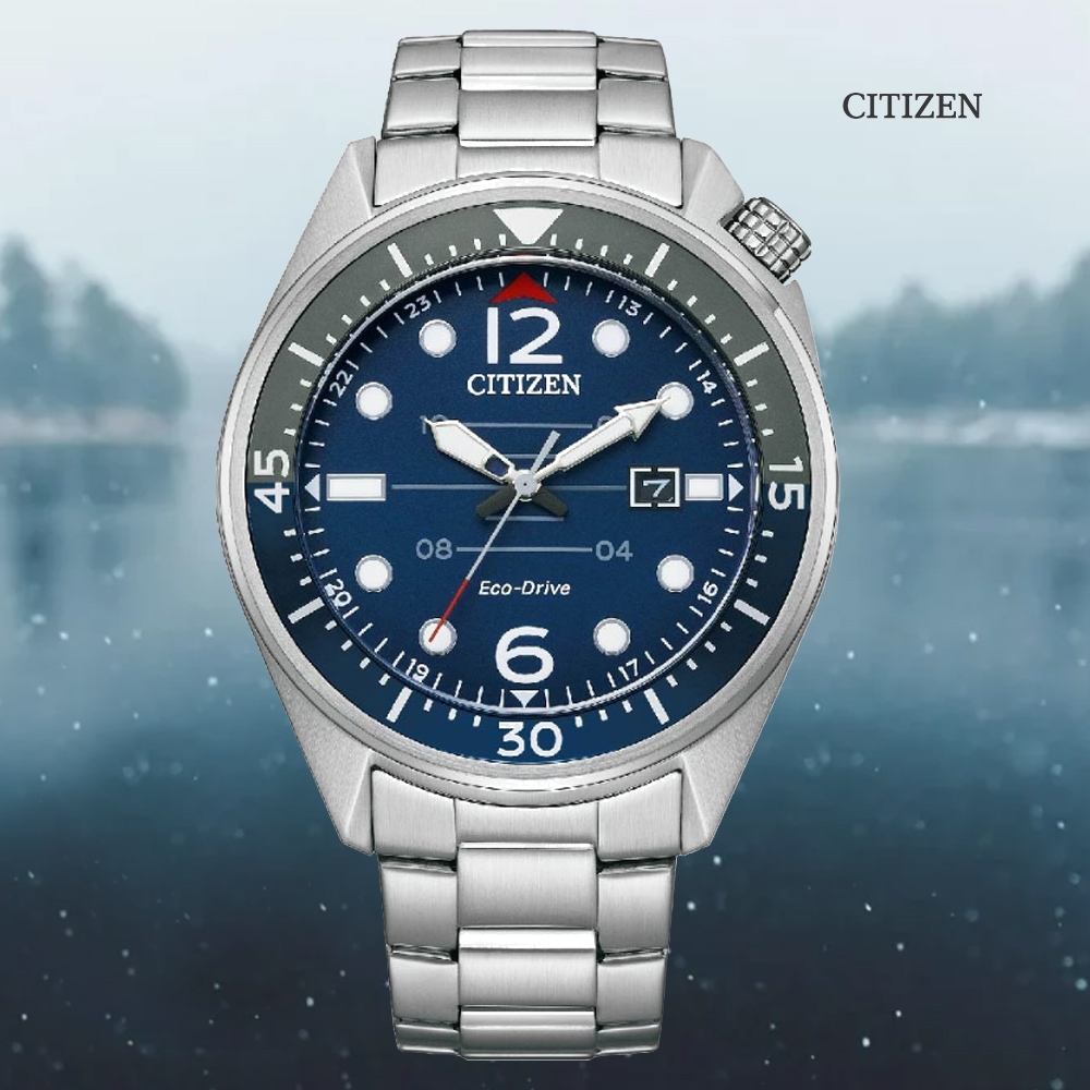 CITIZEN 星辰 GENTS 光動能 夜光時標不鏽鋼潮男腕錶-藍44mm(AW1716-83L)