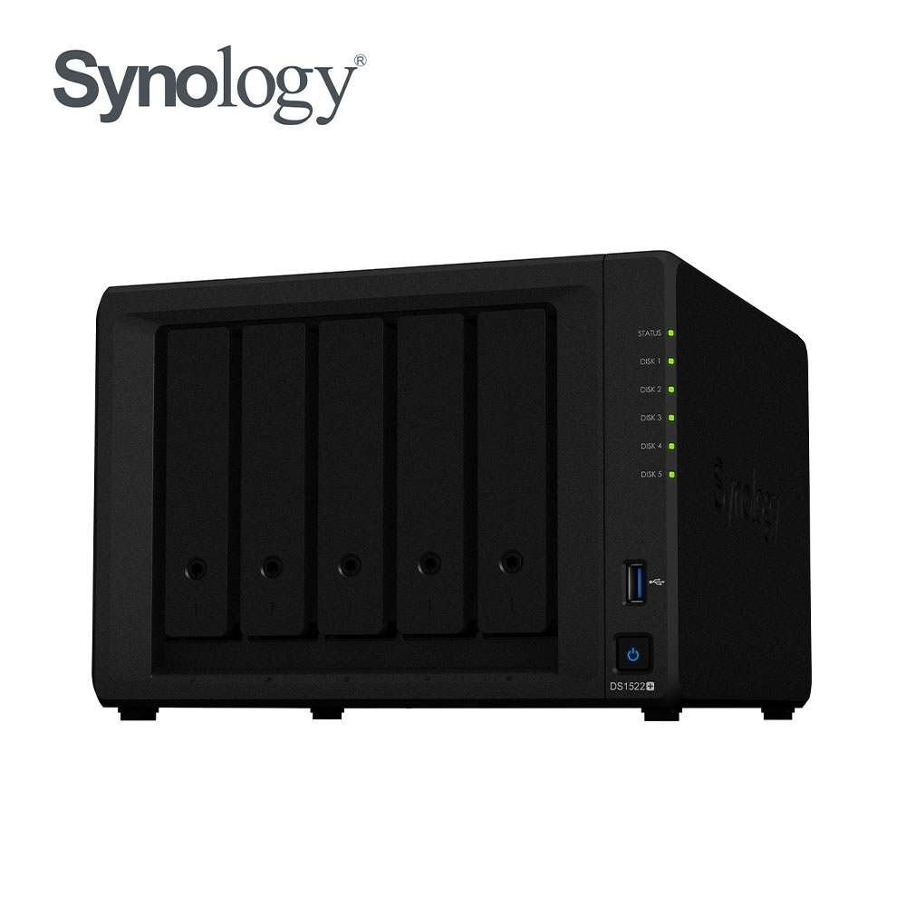 Synology DS1522+ NAS 含 WD 紅標Plus 4TB WD40EFZX 5顆 共 20TB