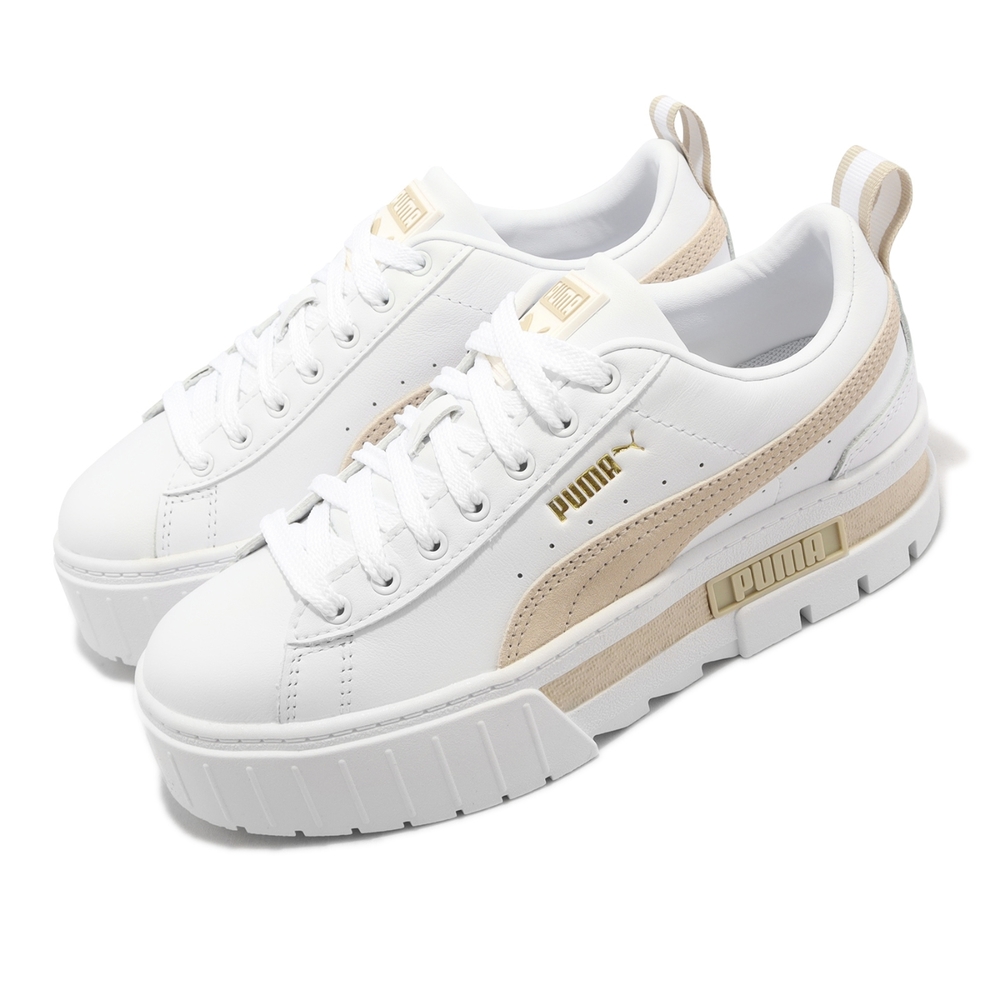 Puma 休閒鞋 Mayze Lth Wns 女鞋 厚底 白 奶茶 厚底 增高 小白鞋 皮革 38198302