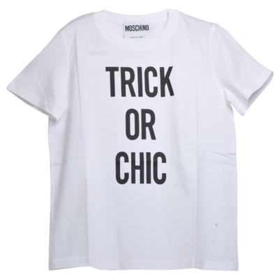 MOSCHINO COUTURE TRICK OR CHIC 葡萄牙製品牌圖騰棉質T恤(白色)