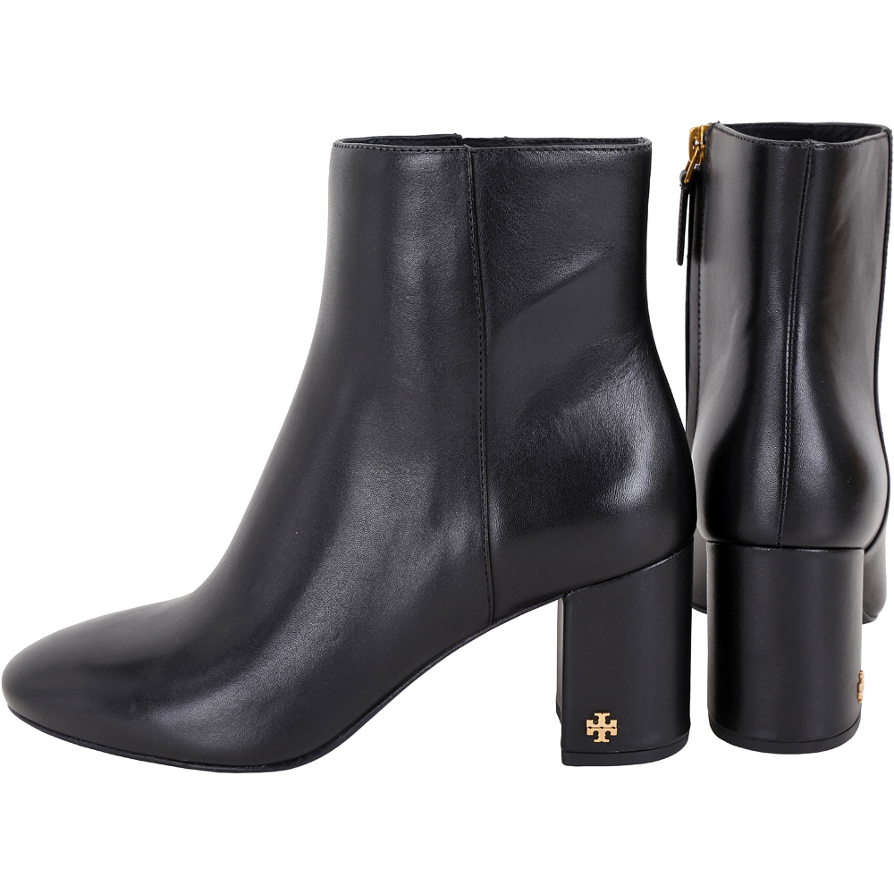 TORY BURCH Brooke Bootie 雙T飾小牛皮粗跟短靴(黑色) | 精品服飾/鞋子| Yahoo奇摩購物中心