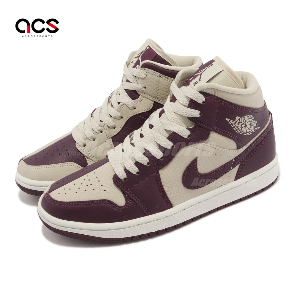 Nike Wmns Air Jordan 1 Mid SE 米白酒紅紫女鞋喬丹1代休閒鞋DR0501