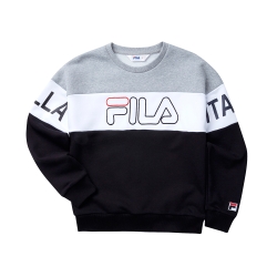 FILA KIDS #肆意極線 長袖圓領T恤-黑 1TET-8417-BK