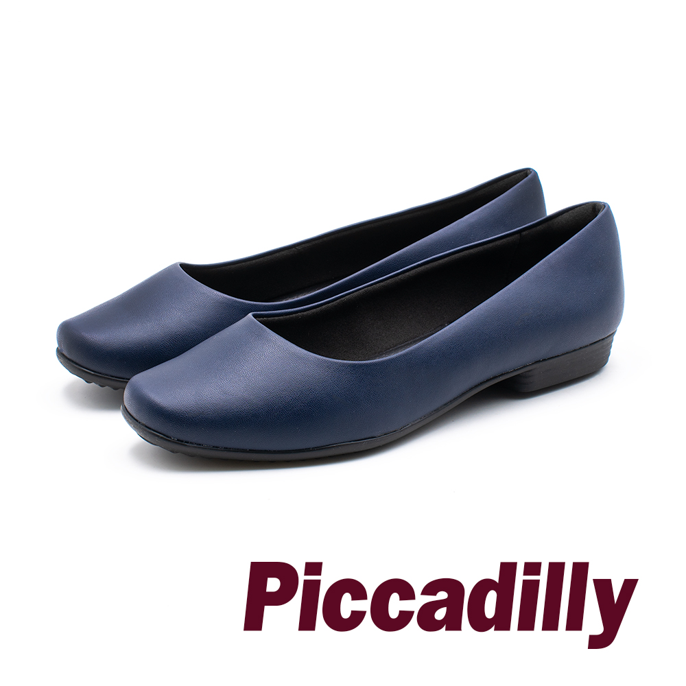 Piccadilly 修飾腳背 革質直套極簡休閒女鞋- 藍 (另有黑)