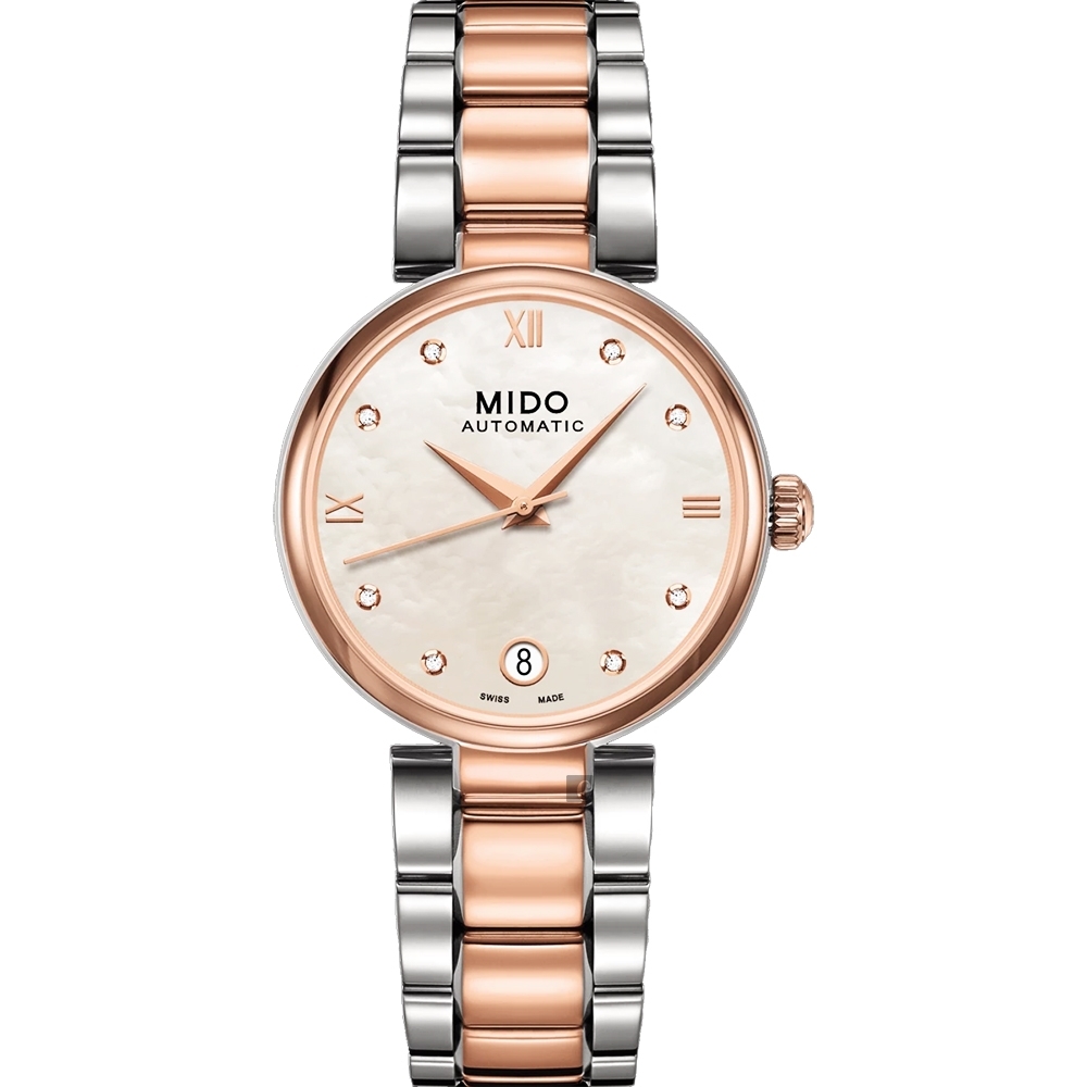 MIDO 美度 官方授權 Baroncelli 優雅羅馬真鑽機械女錶 迎春好禮-33mm M0222072211610