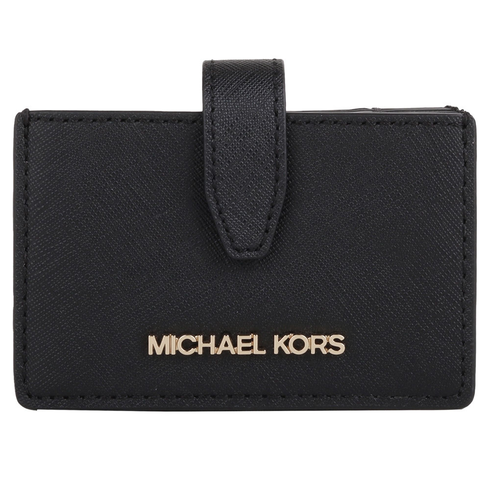 MICHAEL KORS  金字MK防刮PVC風琴式多卡名片夾(黑)