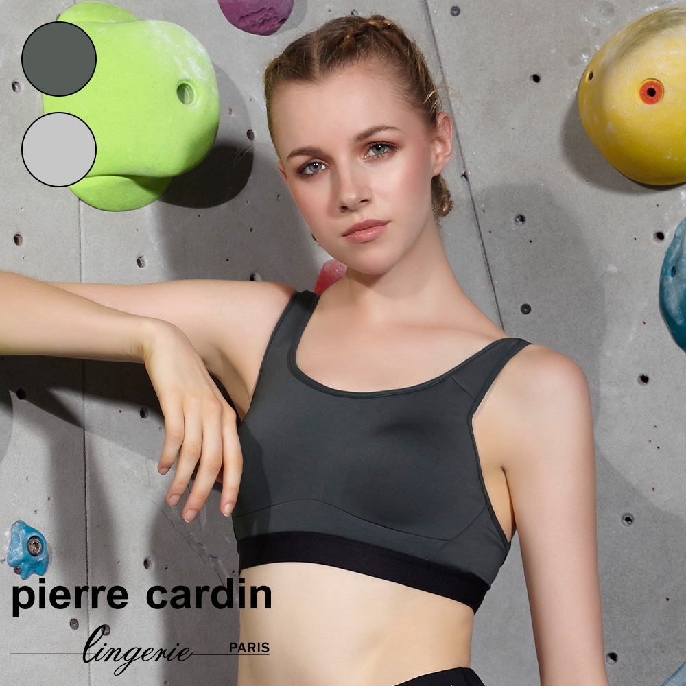 【pierre cardin 皮爾卡登女性內衣】高支撐減壓露背運動內衣-墨綠