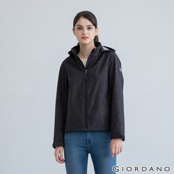 GIORDANO 女裝高機能袖章連帽外套 - 10 黑色水紋